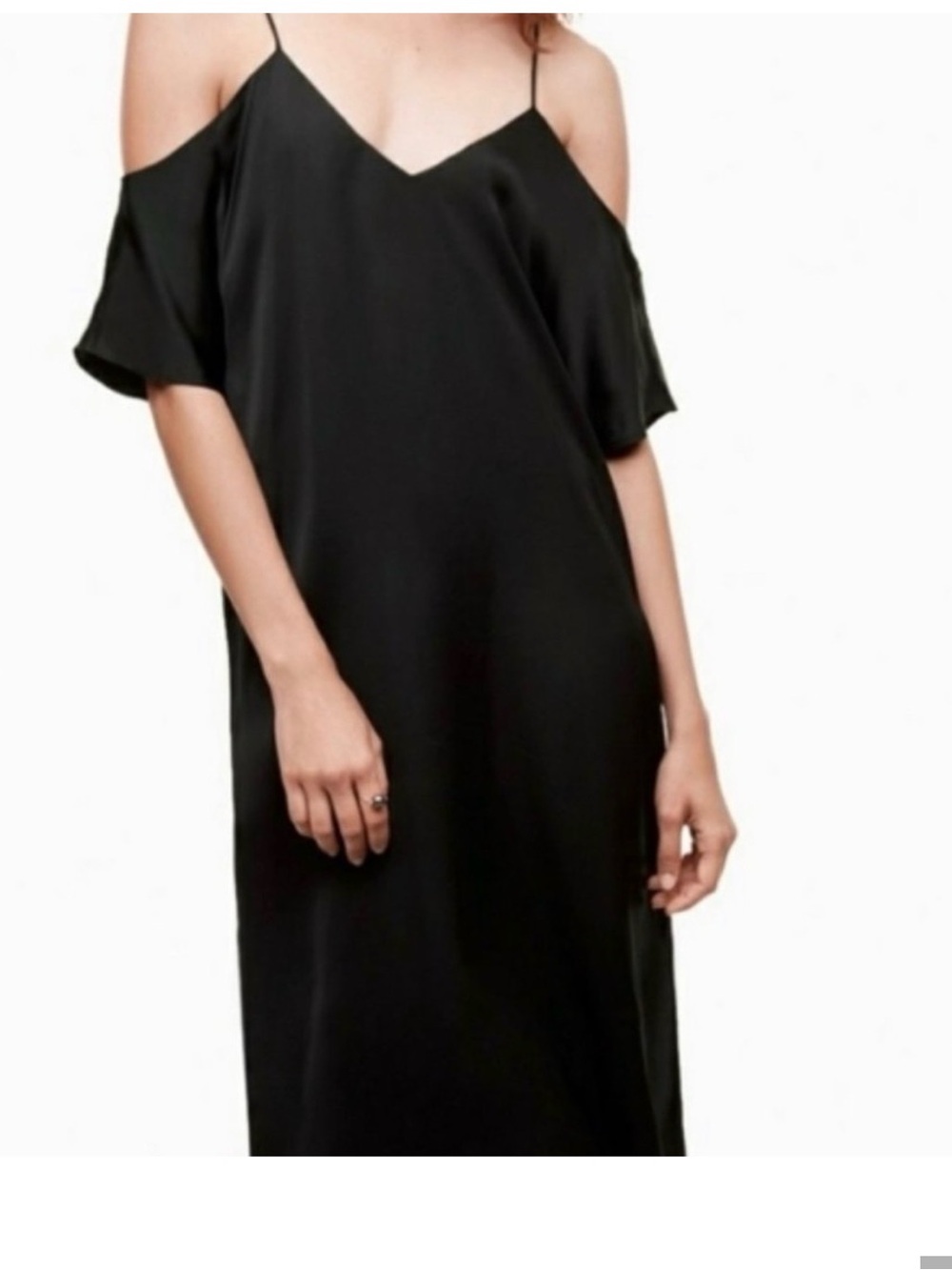 Aritzia Black Cold-Shoulder Slip Dress